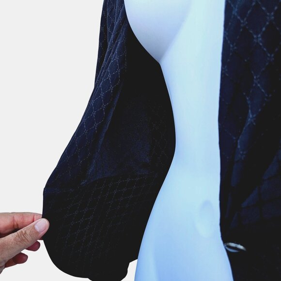 1980s Emanuel Ungaro Parelle Paris Black Silk Jacquard Peplum Jacket w/ Big Shou - Picture 6 of 13